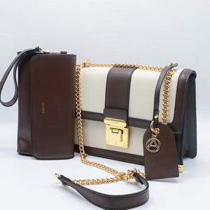 ALDO HAND BAG Off-White Brown (2)