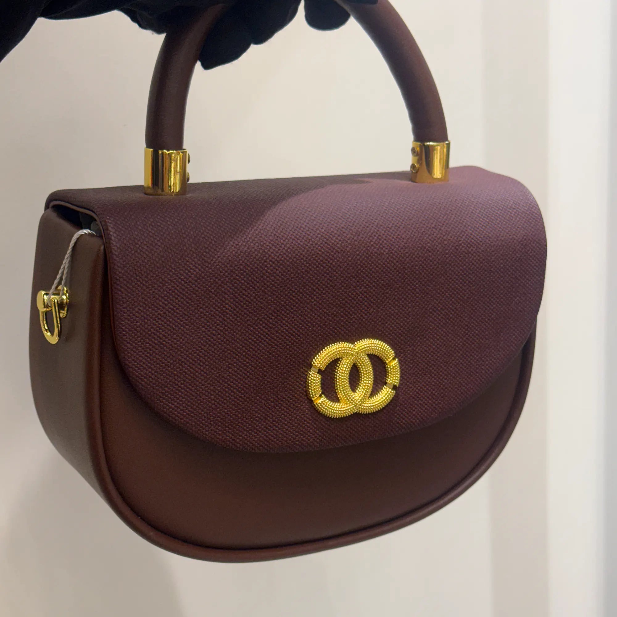 Curved Dual-Texture Cross Body Bag