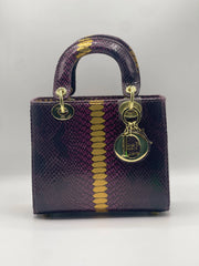 LADY DI HAND BAG - Black & Dark Plum