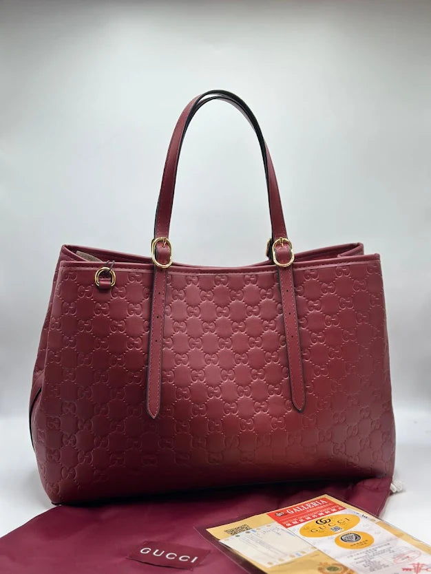 GG MBLEM MEDIUM TOTE BAG Maroon